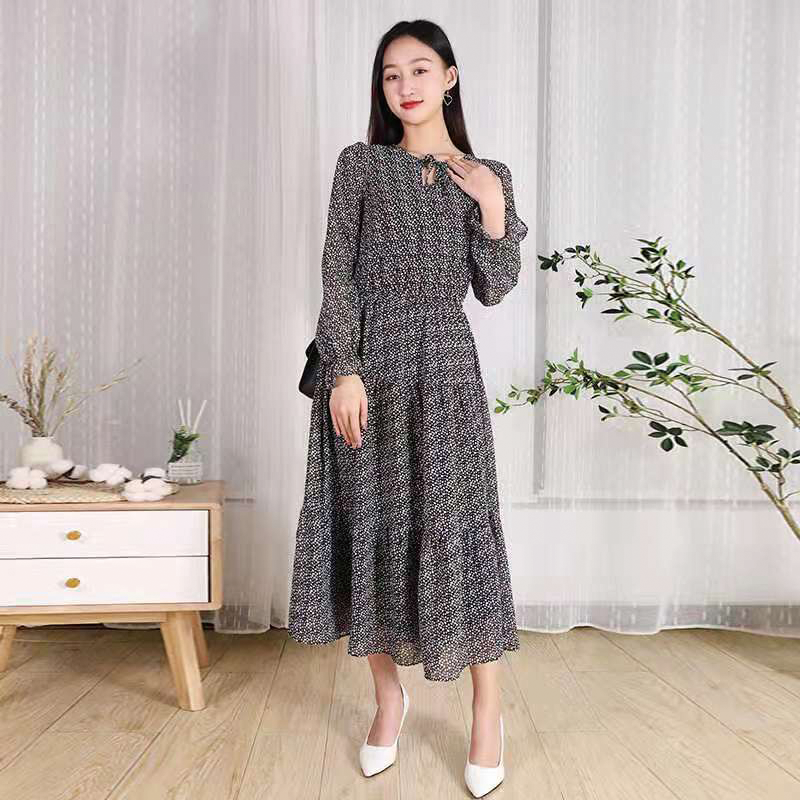 MINGLIU Chiffon dress Vintage Dress Fragmented Chiffon Dress