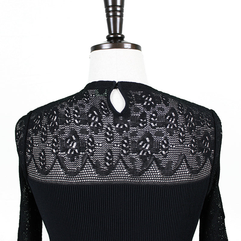XINCHENG XC-561 Oversized Autumn Dress Knitted Lace Dress French Style Cutout Dress
