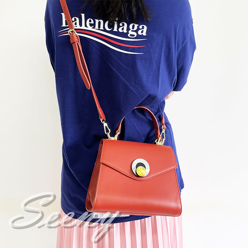 RUIWEI turn lock handbag 44996 Cowhide bag niche design handbag new high-end texture bag