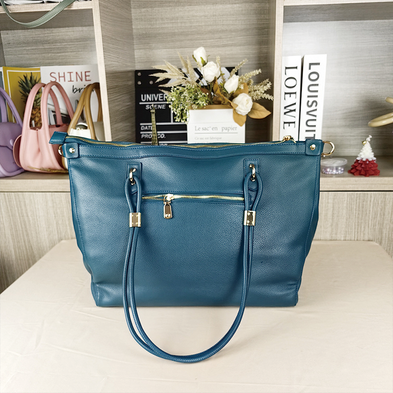 JULIANG Chain tote bag Commuter single shoulder tote bag, soft leather tote bag, large capacity niche bag