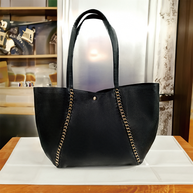 JULIANG Single-layer chain bag Commuter single shoulder tote bag, soft leather tote bag, large capacity niche bag