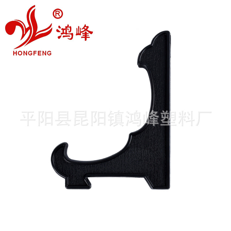 HONGFENGSULIAO Factory supply black imitation wood plate plastic stand display plate stand charcoal carving display stand bracket plate stand