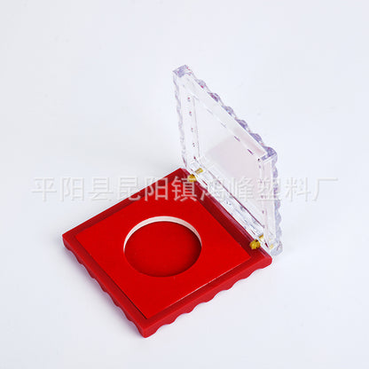 HONGFENGSULIAO Factory Supply Coin Flap Gift Box Display Box Transparent Imitation Crystal Plastic Box PS Box with LOGO