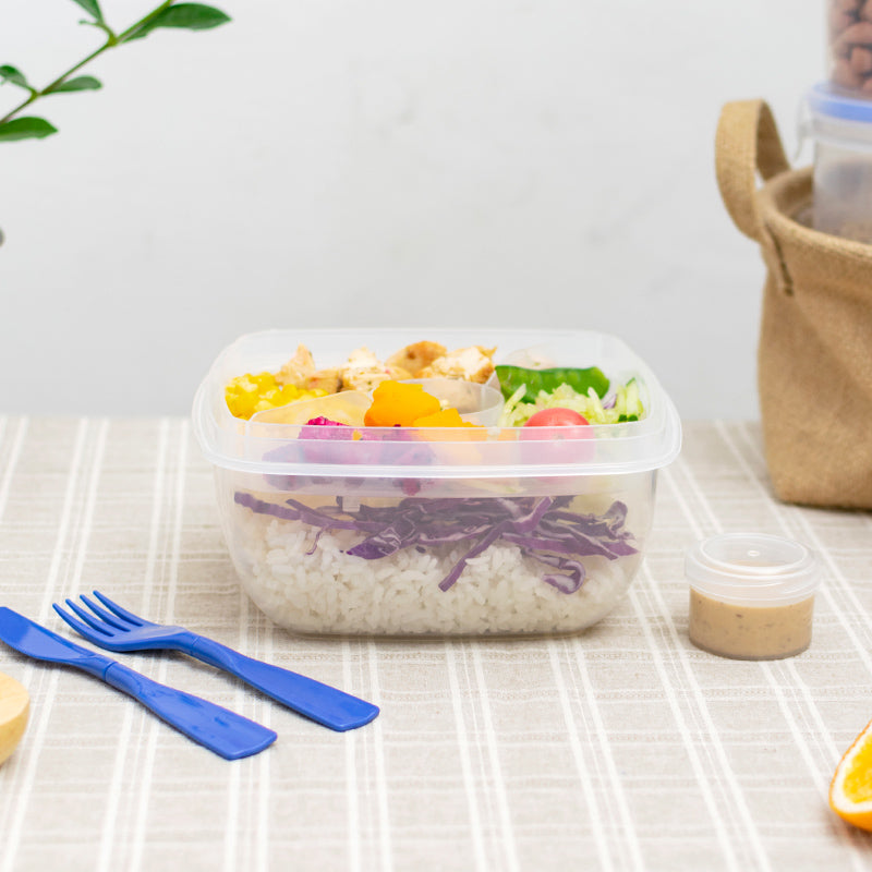 XIANGGUANG Western-style lunch box, lunch box, food grade PP with forked spoon, microwaveable transparent bento box