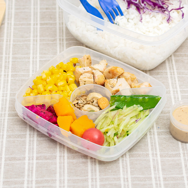 XIANGGUANG Western-style lunch box, lunch box, food grade PP with forked spoon, microwaveable transparent bento box