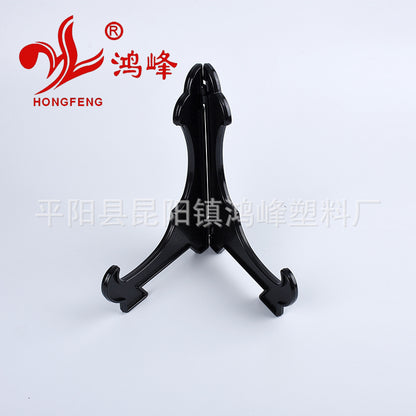 HONGFENGSULIAO Factory supply black imitation wood plate plastic stand display plate stand charcoal carving display stand bracket plate stand