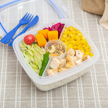 XIANGGUANG Western-style lunch box, lunch box, food grade PP with forked spoon, microwaveable transparent bento box