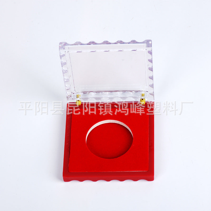 HONGFENGSULIAO Factory Supply Coin Flap Gift Box Display Box Transparent Imitation Crystal Plastic Box PS Box with LOGO