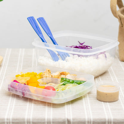 XIANGGUANG Western-style lunch box, lunch box, food grade PP with forked spoon, microwaveable transparent bento box