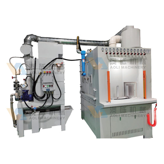 AOLI Conveyorized pass-through type automatic sand blasting machine Hardware mold parts automatic sandblasting equipment rust polishing integrated