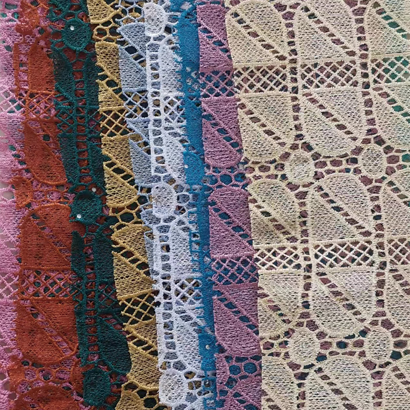 ZHUANGSHI Embroidered fabric 22ZS70  Antique lace fabric, handmade crochet and floral fabric