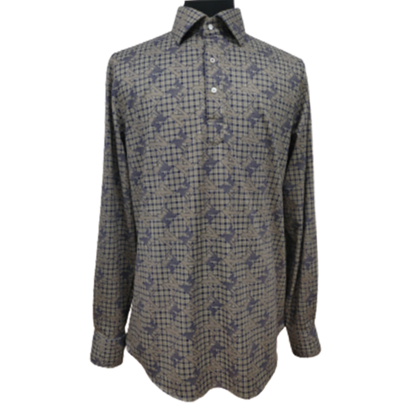 CHENJI Knit Printed Shirt Collar Shirt