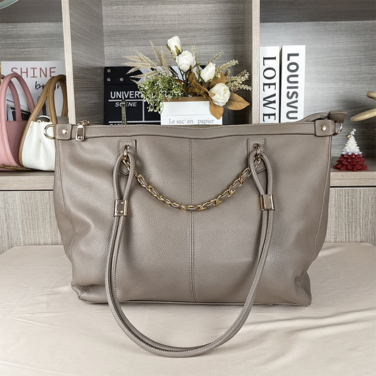 JULIANG Chain tote bag   Commuter single shoulder tote bag, soft leather tote bag, large capacity niche bag