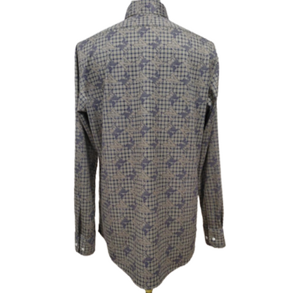 CHENJI Knit Printed Shirt Collar Shirt