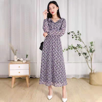 MINGLIU Chiffon dress  Vintage Dress Fragmented Chiffon Dress