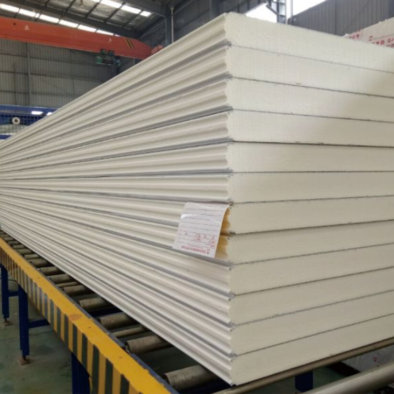YIJING Mechanism polyurethane color steel plate   Polyurethane color steel sandwich panel double-sided color steel polyurethane insulation board