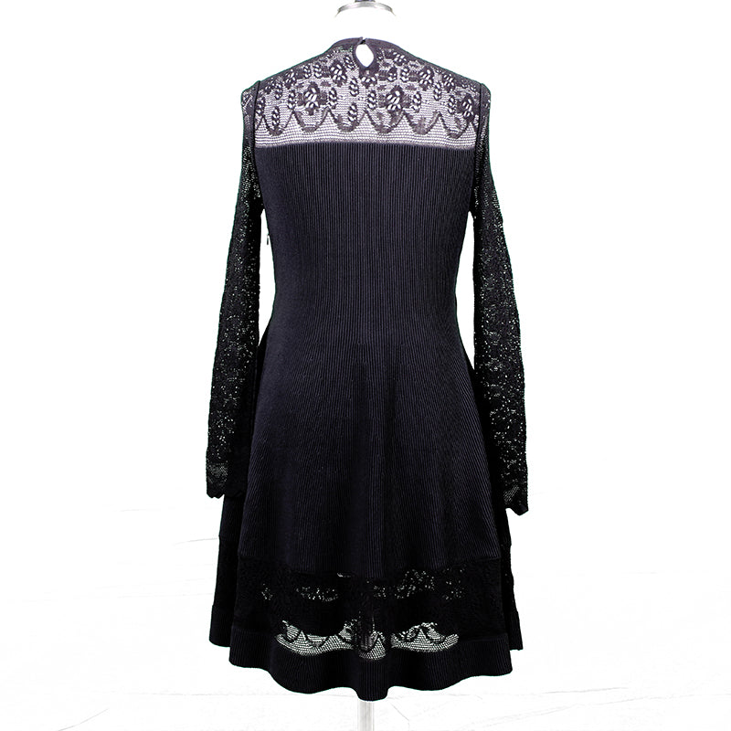 XINCHENG XC-561  Oversized Autumn Dress Knitted Lace Dress French Style Cutout Dress