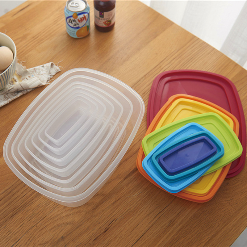 XIANGGUANG Rectangular rainbow crisper box storage box lunch box kitchen microwave heating using with lid no silicone ring food grade