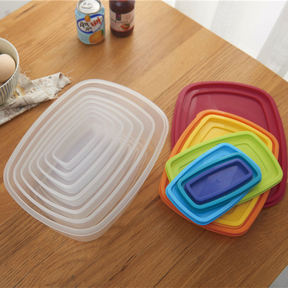 XIANGGUANG Rectangular rainbow crisper box storage box lunch box kitchen microwave heating using with lid no silicone ring food grade