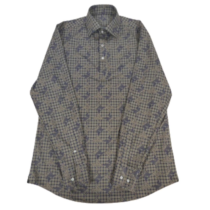 CHENJI Knit Printed Shirt Collar Shirt