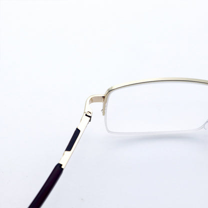 HONGSHENG Anti-blue light presbyopia glasses new fashion men's high-grade metal half frame 31090  Wire-drawn frame high resin aging mirror