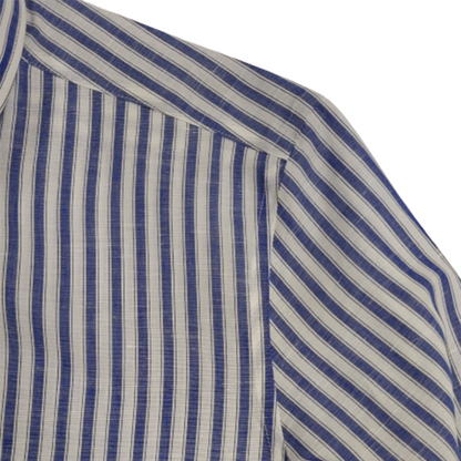 CHENJI Shirt with blue stripes on white background