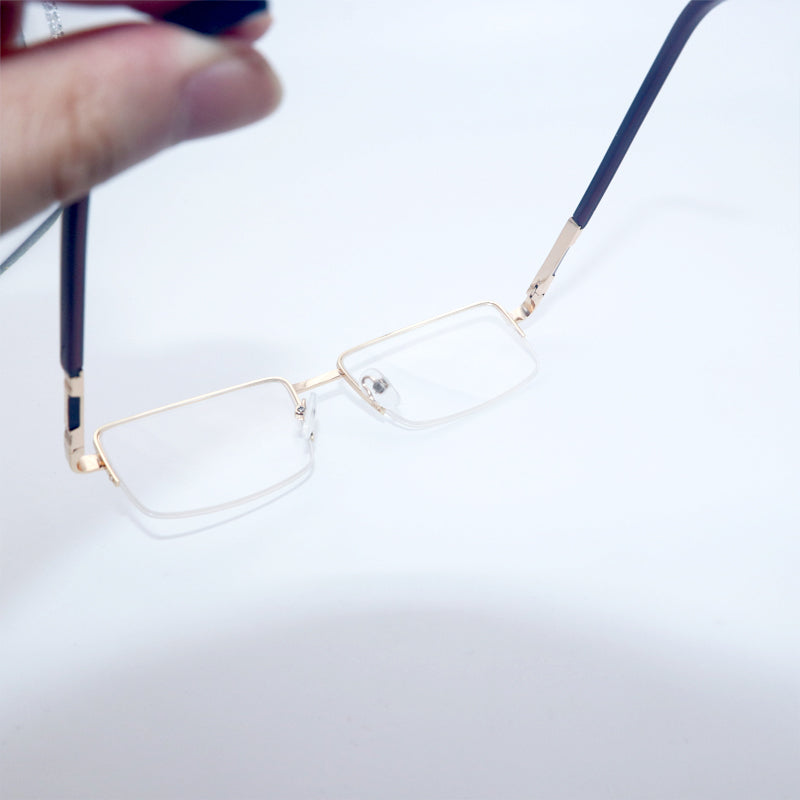 HONGSHENG Anti-blue light presbyopia glasses new fashion men's high-grade metal half frame 31090  Wire-drawn frame high resin aging mirror