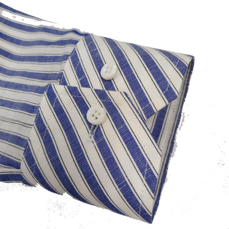 CHENJI Shirt with blue stripes on white background