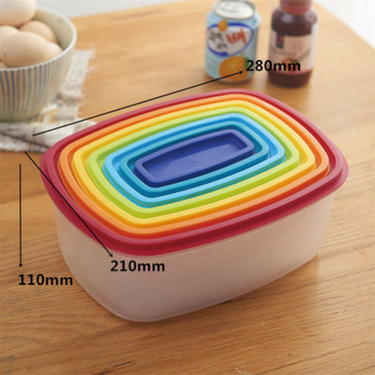 XIANGGUANG Rectangular rainbow crisper box storage box lunch box kitchen microwave heating using with lid no silicone ring food grade