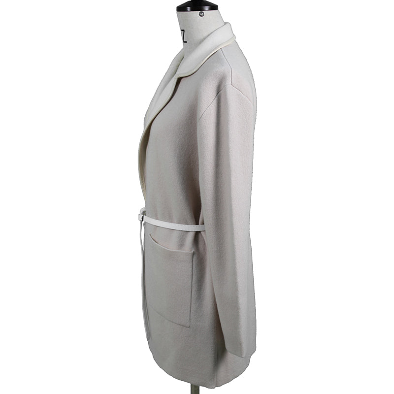 XINCHENG XC-591 Cashmere coat with large lapel collar, wool coat with waistband, medium length cashmere cardigan