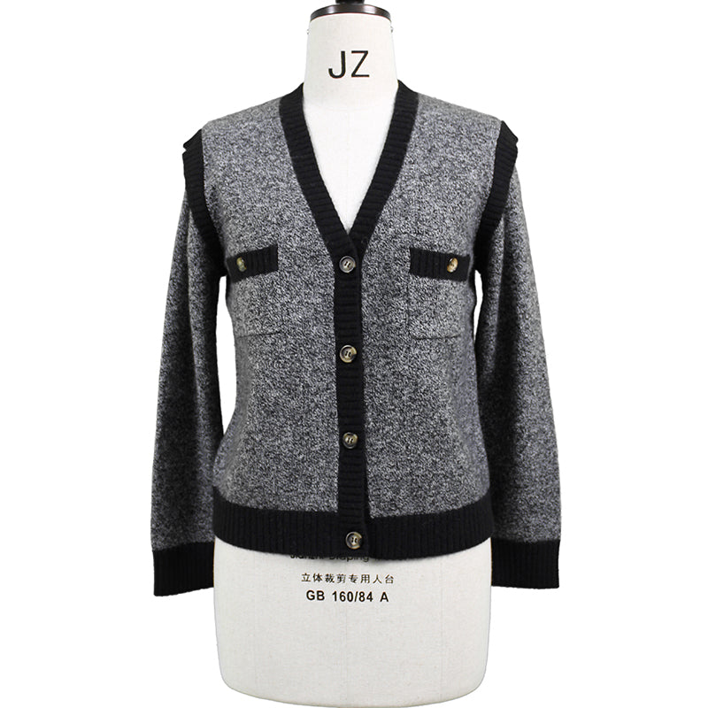 XINCHENG XC-441a  French Little Fragrance Lazy Knitted Cardigan French Versatile Cardigan Coat V-neck Cardigan